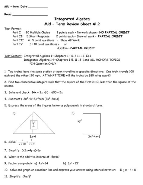 Integrated algebra 1 midterm study guide. - A raisin in the sun study guide questions answers.