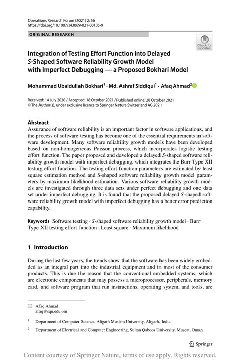 Integration of Testing Effort Function into Delayed S-Shaped Software …