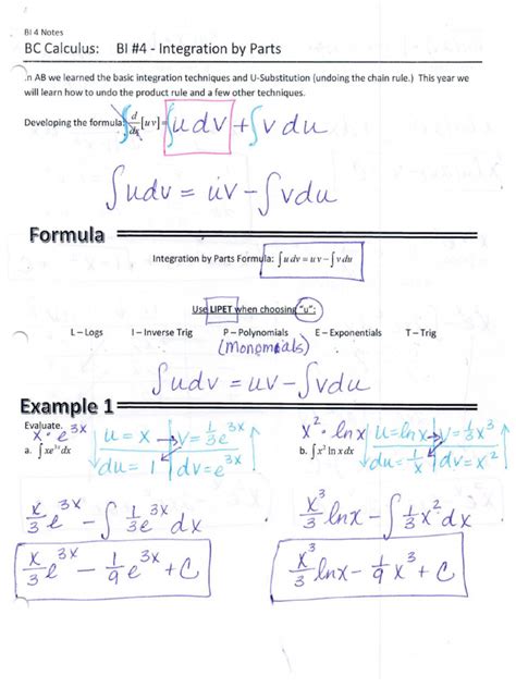 Integration pdf notes.  Integration as inverse Integration by parts can be tho...