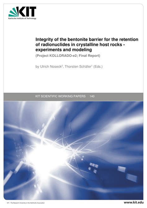 Integrity of the bentonite barrier for the retention of radion...