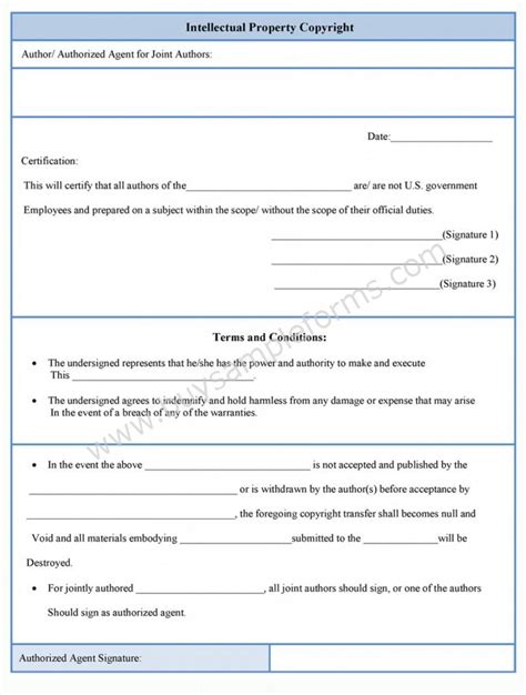 Intellectual Property Copyright Form