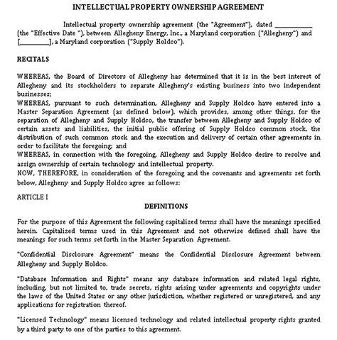 Intellectual Property IP Agreement Templates - Free Downloads