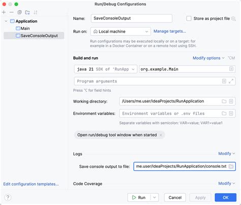 Intellij save console output to file timestamp.  Would/Is it possible to ...