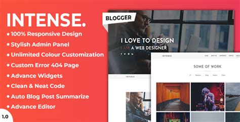 Intense Responsive Portfolio Blogger Template By Websoham Themeforest