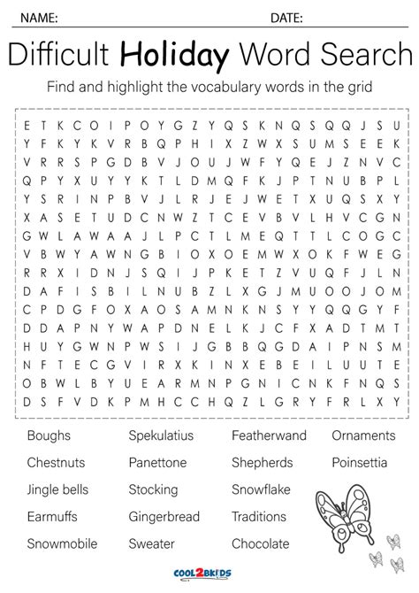 Intensely Difficult Holiday Word Search Answers