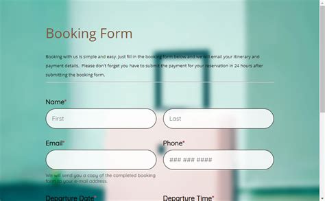 Interactive Booking Form Information Design & Production Support