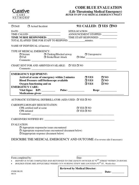 Interactive Code Blue Evaluation Form Cardiopulmonary Resuscitation