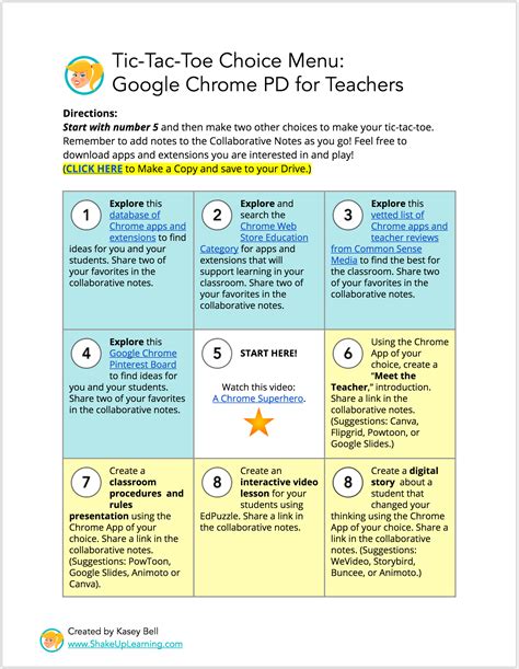 Interactive Learning Menus (Choice Boards) Using Google Docs