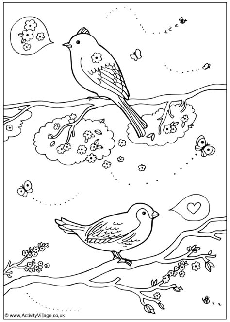 Interactive Magazine Spring Birds Coloring Page
