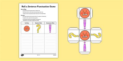 Interactive Punctuation Games KS1 - Roll a Sentence Game - Twinkl