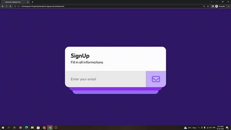 Interactive Sign Up form using HTML, CSS, and JavaScript