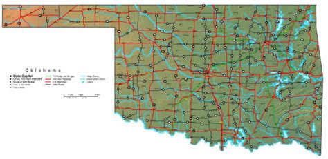 Interactive map of oklahoma.  The important north - south route is Inte...