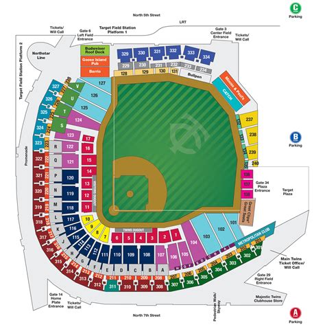 Target Field seating charts for all event