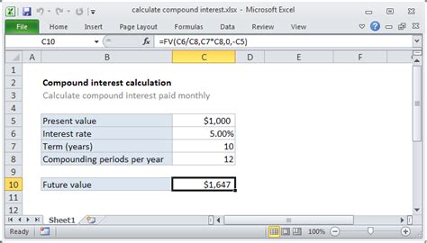 Interest calculation in excel