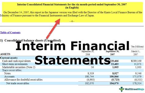 Interim Financial Statements Example