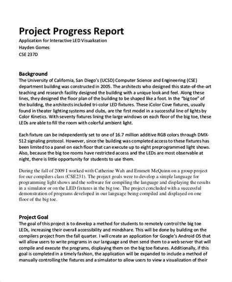 Interim Progress Report Sample Master of Template Document
