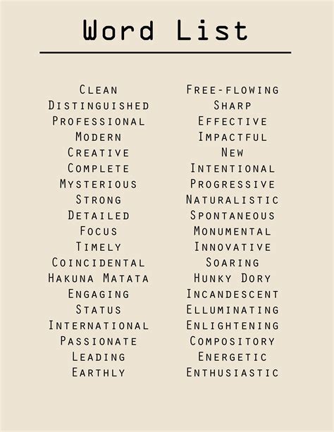 Interior Descriptive Words