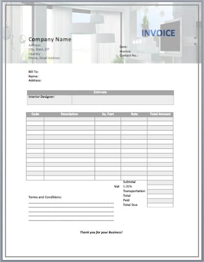 Interior Design Invoice Sample BarbaraGreenhill Blog