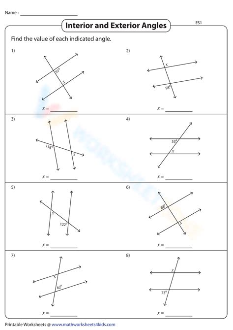 Interior Exterior Angles Worksheet Pdf Matttroy