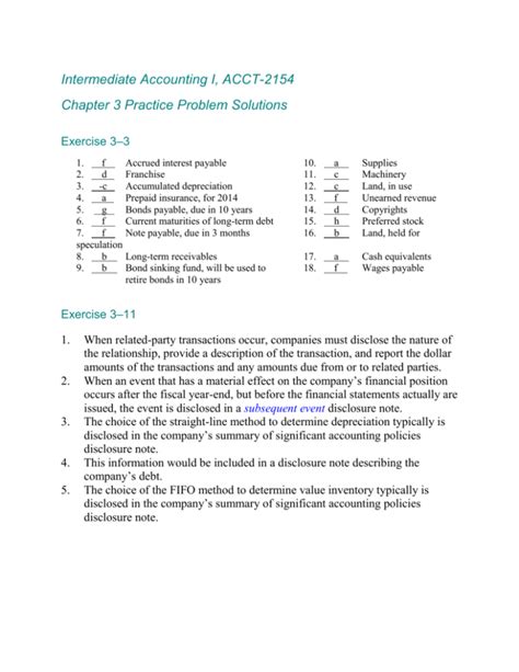 Intermediate Accounting Problem Solutions