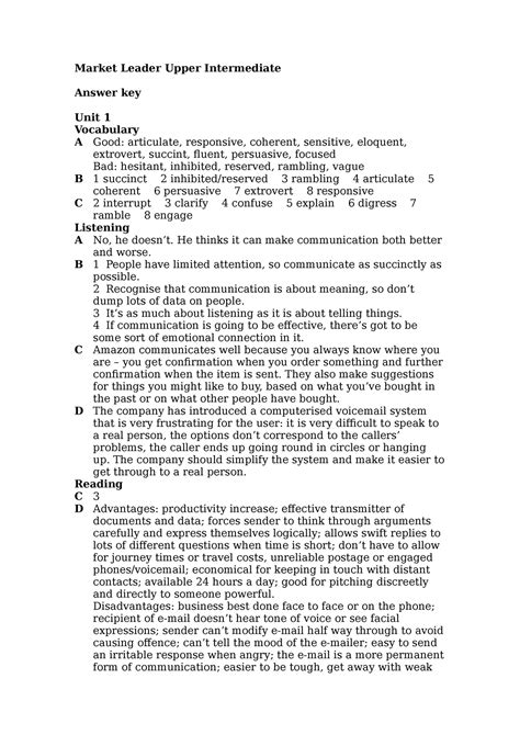 Intermediate Answer 9 Leader Market Unit
