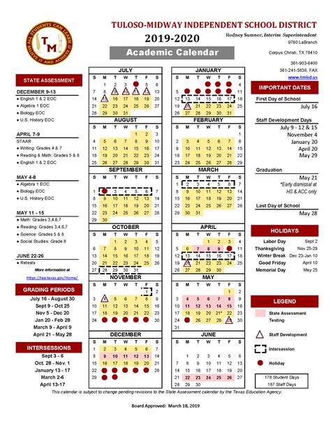 Intermediate Calendar - Tuloso-Midway Intermediate School