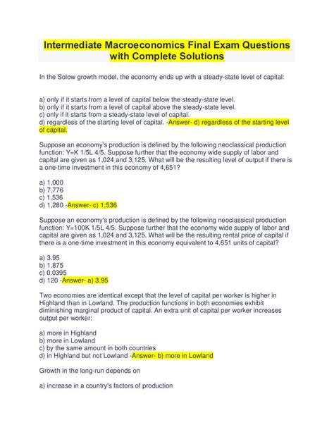 Intermediate Macroeconomics Exam Questions And Answers