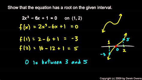 The intermediate value theorem describes a key property of continuous functions: for any function f ‍ that's continuous over the interval [a, b] ‍ , the function will take any value between f (a) ‍ and f (b) ‍ over the interval.. 