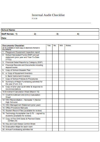 Internal Audit forms Template Beautiful Sample Internal Audit Checklist