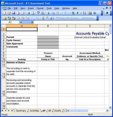 Internal Control Templates Copedia