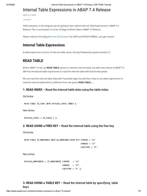Internal Table Expressions in ABAP 7.4 Release - SAP FREE Tutorials