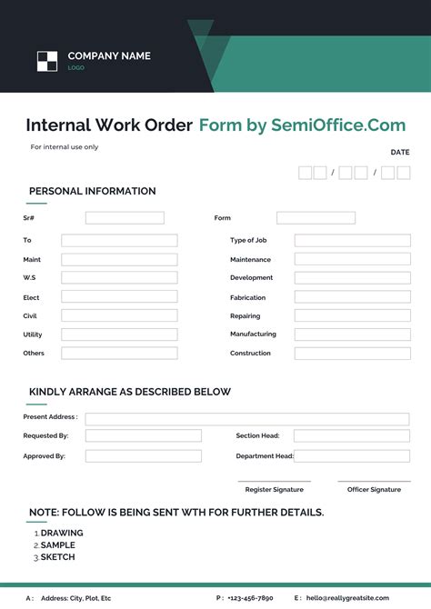 Internal Work Order Template DocTemplates