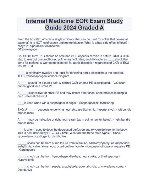 Internal Medicine EOR Exam Study Guide 2024 Graded A. From the hospital: What is a single antibiotic that can be used for colitis that covers all bacteria?