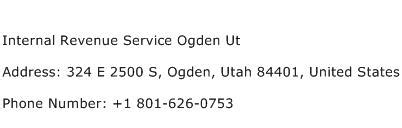 Tax Professional: ALEX O. The address for the ICO Rejects Team OSPC IRS center in Ogden, UT is: Internal Revenue Service 1973 N Rulon White Boulevard Stop 6121 Ogden, UT 84404. For certified mail, you may use the ZIP code 84201 1 . Ask Your Own Tax Question.. 