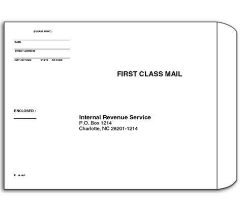 Internal Revenue Service P.O. Box 1214 Charlotte, NC 28201-1214 Arkansas, Connecticut, Delaware, District of Columbia, Illinois, Indiana, Iowa, Kentucky, Maine, Maryland, Massachusetts, ... Internal Revenue Service P.O. Box 802501 Cincinnati, OH 45280-2501 A foreign country, American Samoa, or Puerto Rico (or are excluding …. 