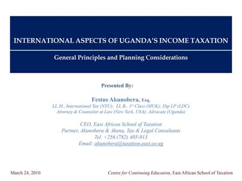 International Aspects Of Ugandas Income Taxation - SlideShare