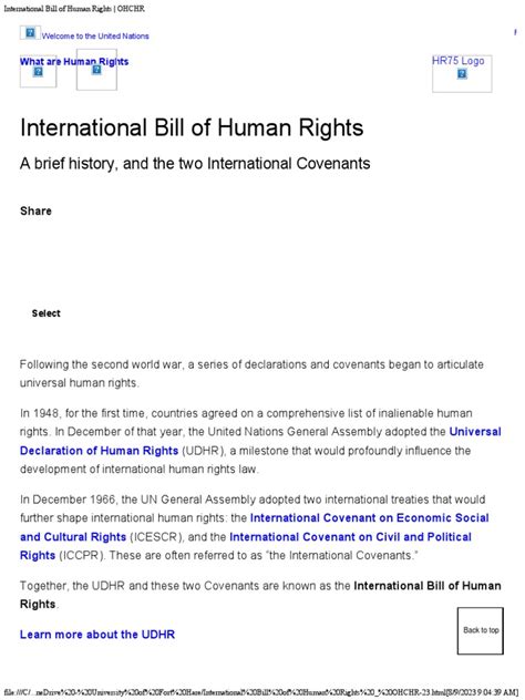 International Bill of Human Rights OHCHR