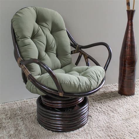 International Caravan Swivel Rocker Chair with Solid Cushion