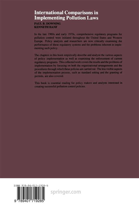 International Comparisons In Implementing Pollution Laws