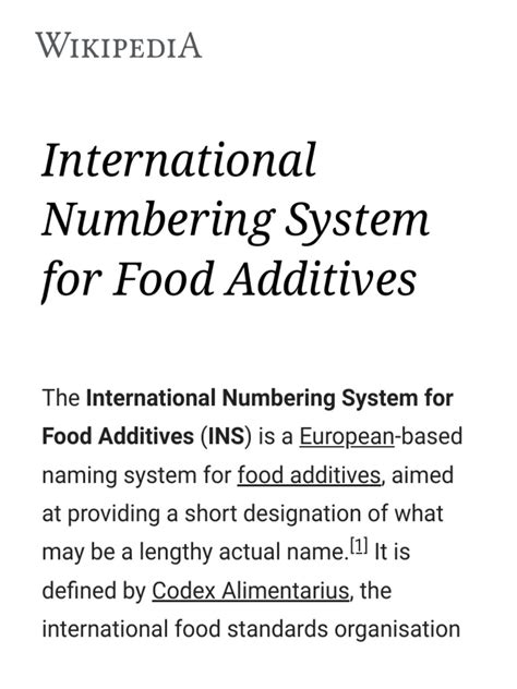 International Numbering System for Food Additives