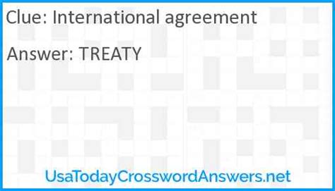 international agreement Crossword Clue. The Crossword Solver 
