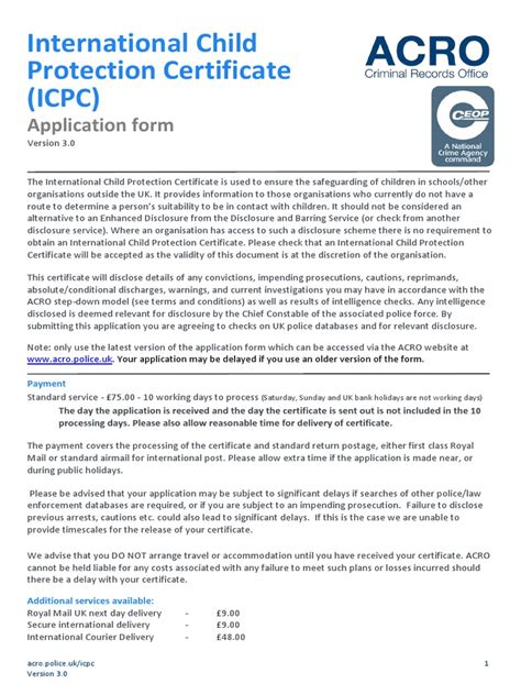 International child protection certificate.  The International Child Protection Ce...