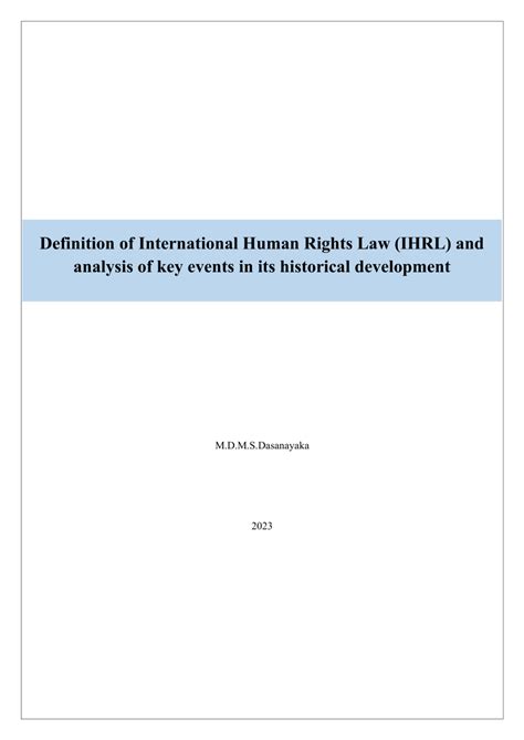 International human rights law (IHRL) - PHAP