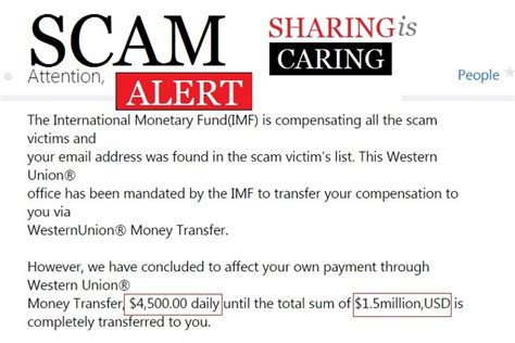 Scam Alert Fraudulent Scam Emails Using the Name of the IMF We would like to bring to the notice of the general public that several variants of financial scam letters purporting to be sanctioned by the International Monetary Fund (IMF) or authored by high ranking IMF officials are currently in circulation, and may appear on official letterhead .... 