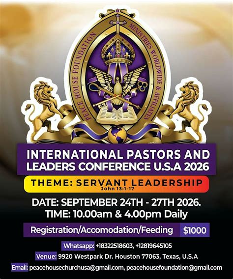 International pastors conference 2026.  Eventbrite - Peace House Foundatio...