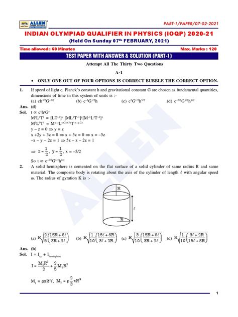 International physics olympiad past papers.  Intermediate Physics Challenge...