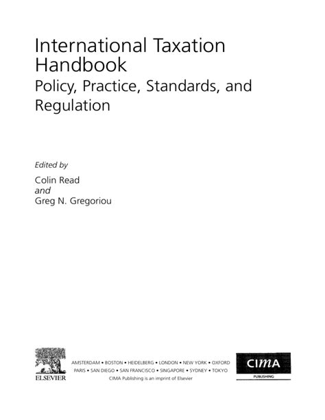 International taxation handbook policy practice standards and regulation. - Admiralty manual of navigation volume i.
