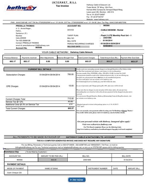 Internet Bill Formatpdf PDF PDF Payments Cheque - Scribd