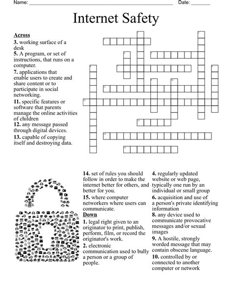 Internet safety crossword puzzle answer key. Crossword puzzles have been published in newspapers and other publications since 1873. They consist of a grid of squares where the player aims to write words both horizontally and vertically. Next to the crossword will be a series of questions or clues, which relate to the various rows or lines of boxes in the crossword. 