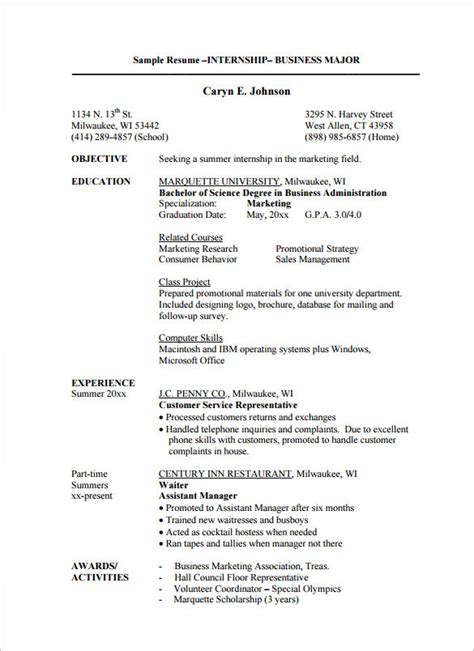 Internship Cv Template Best Training Internship Resume Example